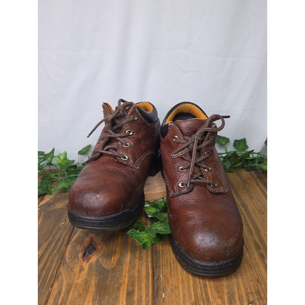 Timberland. Men's Brown Leather Work Boots. Steel Toe. Slip & Oil Resistant. 9.5